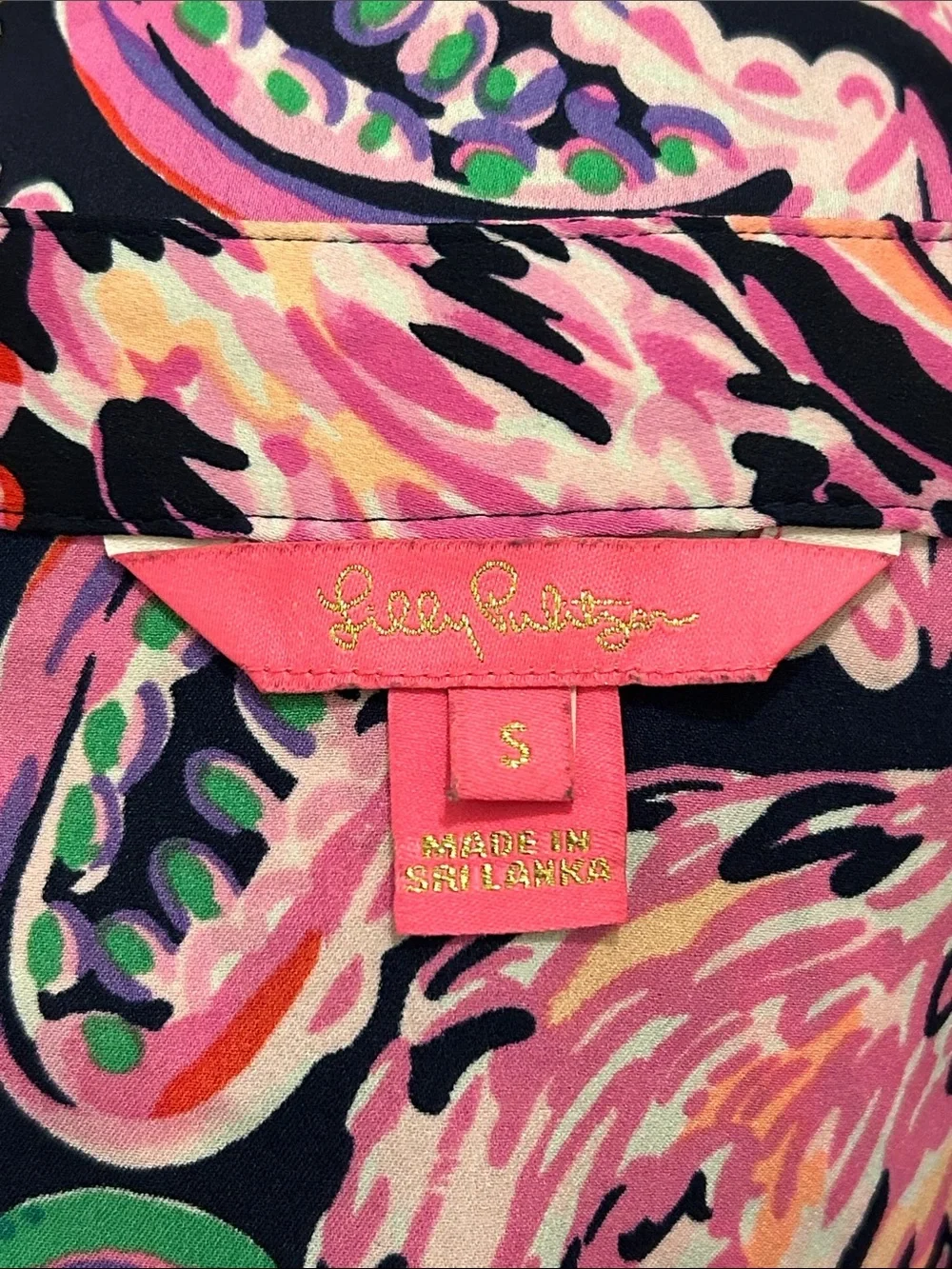 Lilly Pulitzer Marvelle Blouse Flock To The Top Navy Pink Paisley Size Small